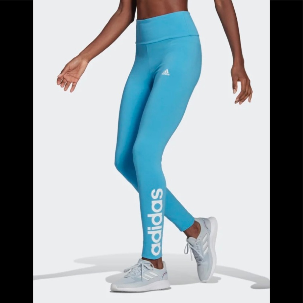 NWT-Blue Adidas Tight-Fit High-Rise Leggings